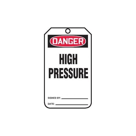 Accuform Safety Tags, DANGER HIGH PRESSURE, 5.75in x 3.25in, PF-Cardstock, 25PK MDT226CTP